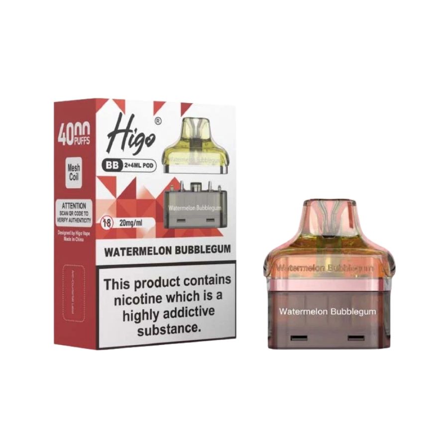 Higo BB 4000 Watermelon Bubblegum Refill Pod  - Case of 5