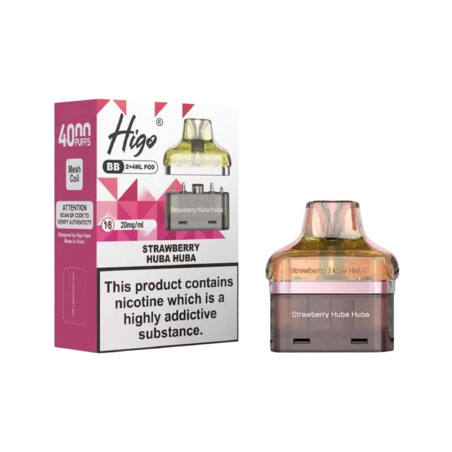 Higo BB 4000 Strawberry Huba Huba Refill Pod  - Case of 5