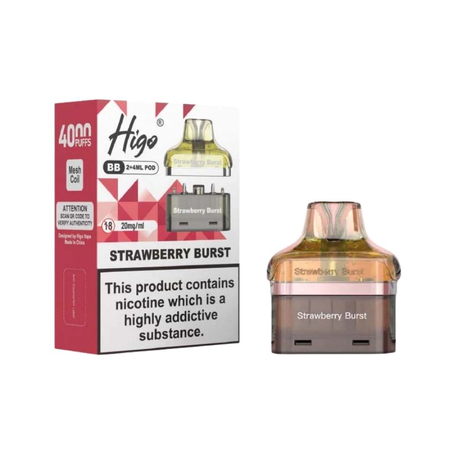 Higo BB 4000 Strawberry Burst Refill Pod  - Case of 5